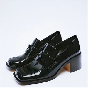 COPY - Zara Black Patent Heeled Loafers